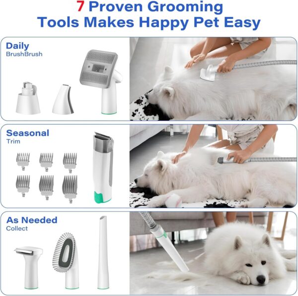 All-in-One Dog Grooming Vacuum Set - Pet Grooming Vacuum with Nail Grinder, Hair Trimming & Combing, Low Noise, 3-Speed Suction, 13 Grooming Tools, Ideal for Dogs & Cats - Image 4