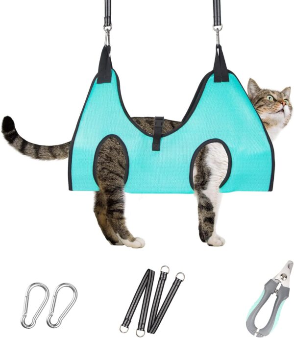 Cat Grooming Hammock - Upgrade Dog Grooming Harness for Nail Trimming (XS 15lb), Dog Sling for Nail Clipping, Dog Hanging Holder Hanger for Cutting Nail with Nail Clippers