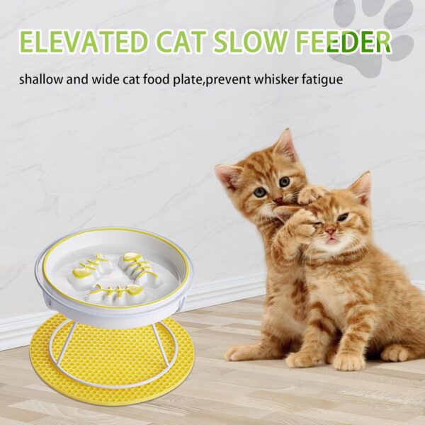 Slow Feeder Cat bowl for Indor Cat,Elevated Cat and Dog Bowl for Food and Watter,Ceramic Cat dish,Cat Plate for Dry and Wet Food Whisker Friendly,Cat Feeding &Watering Supplies - Image 3