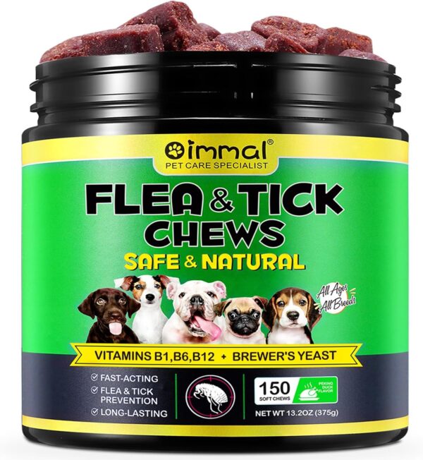 Flea & Tick Prevention for Dogs Chewable, Natural Flea and Tick Supplement for Dogs, 150 Flea and Tick Chews for Dogs, Oral Flea Pills for All Breeds and Ages Dogs