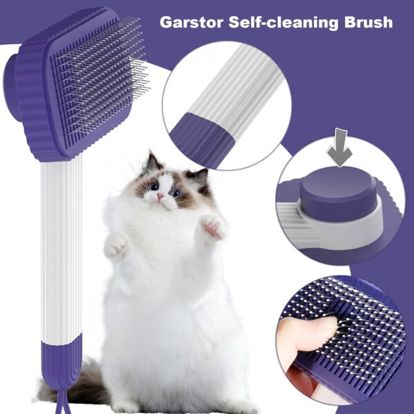 Cat brush, Cat Brush for Long or Short Haired Cats, Remove Loose Fur and Mats, Rounded Pins Reduces Painful Pulling, Not for Tangle and Curly Fur, Dark Blue - Image 3