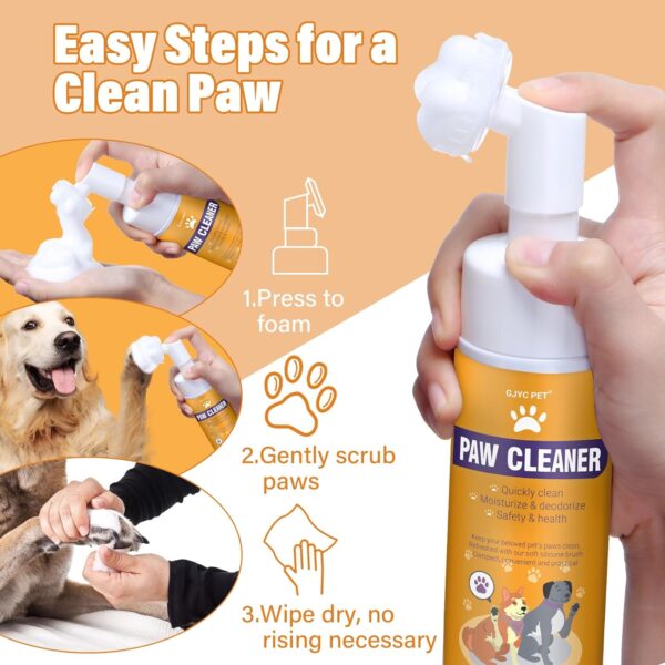 Paw Cleaner for Dogs and Cats,Magic Foam - Clean Paws No-rinse Foaming Cleanser-Dry Shampoo, Foot Cleaner Brush - with Rose Extract, Odor Control Wash - Good for Puppy - Image 2