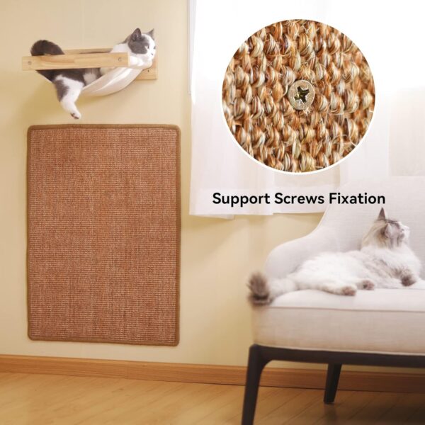 FUKUMARU Cat Scratcher Mat, 23.6 X 15.7 Inch Natural Sisal Cat Scratch Mats, Horizontal Cat Floor Scratching Pad Rug with Sticky Velcro Tapes, Protect Couch and Carpets - Image 4