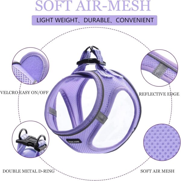 Puppy Harness and Leash Set, Small Dog Harness and Leash Set, Step in Small Size Harness with Soft Mesh and Reflective Bands for Extra-Small/Small Dogs, Lavender， M - Image 2