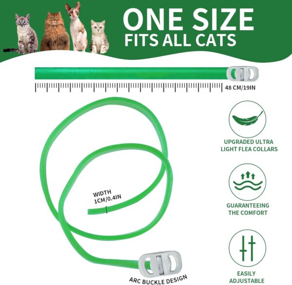 4 Pack Flea Collar for Cats, Cat Flea and Tick Collar Glow in Dark, 8 Months Prevention Cat Flea and Tick Treatment, Waterproof Adjustable Cat Flea Collar, Tick and Flea Collar for Kitten Cat, Green - Image 7