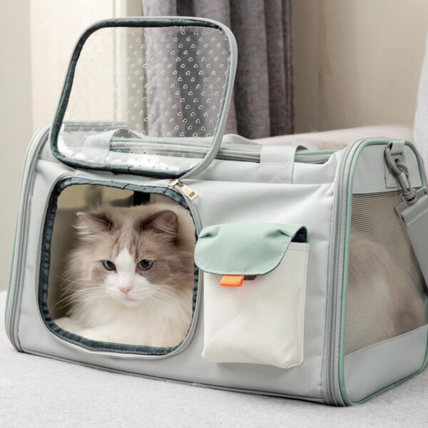 Puppy Carrier for Cat Expandable Bunny Small Animal Traveling Outdoor Carry Bag (Green) - Image 4