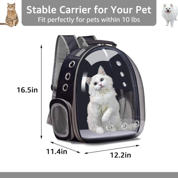 Henkelion Backpack Carrier/Bubble Carrying Bag for Small Medium Dogs Cats, Space Capsule Pet Carrier for Hiking, Travel, Airline Approved- Black - Image 2