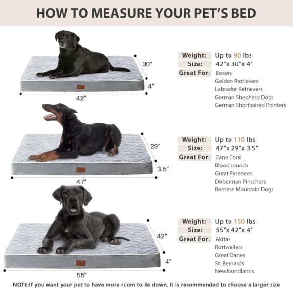 WNPETHOME Orthopedic Dog Beds for Large Dogs, Extra Large Waterproof Dog Bed with Removable Washable Cover & Anti-Slip Bottom, Egg Crate Foam Pet Bed Mat, Multi-Needle Quilting XL Dog Crate Bed - Image 6