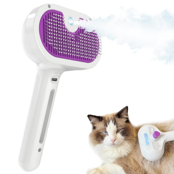 Katoggy Steam Cat Brush, Self Cleaning Dog Steam Grooming Brush, Easy To Clean, Remove Static Flying Hair Spray Grooming Brush for Cats and Dogs