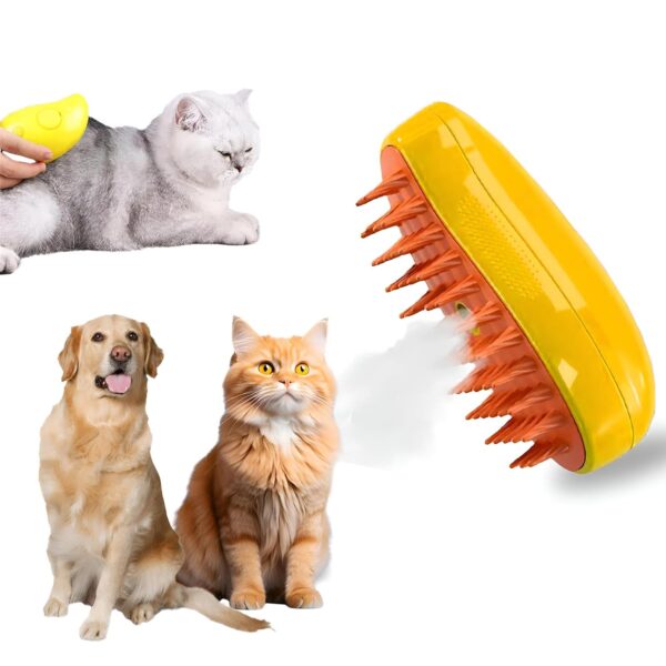 Premium Steam Cat Brush - 3 in 1 Pet Grooming Tool, Steamy Hair Shedding Comb, Fur Removal with Water Vapor, Rechargeable Misty Cleaner for Cats & Dogs. (1 Unit)