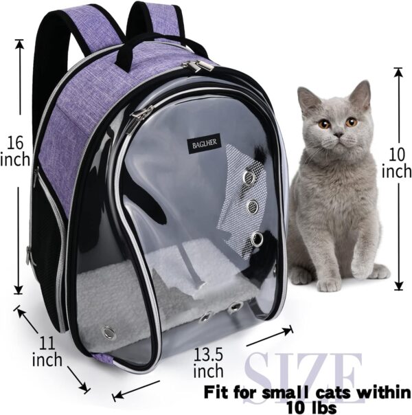 BAGLHER Cat Carrier Backpack Bubble - Fit Up to 18 Lbs - Airline-Approved Dog Backpack Carrier for Small Pets Puppies Dogs Bunny, Space Capsule Dog Carrier Backpack for Travel Outdoor Hiking, Purple - Image 5