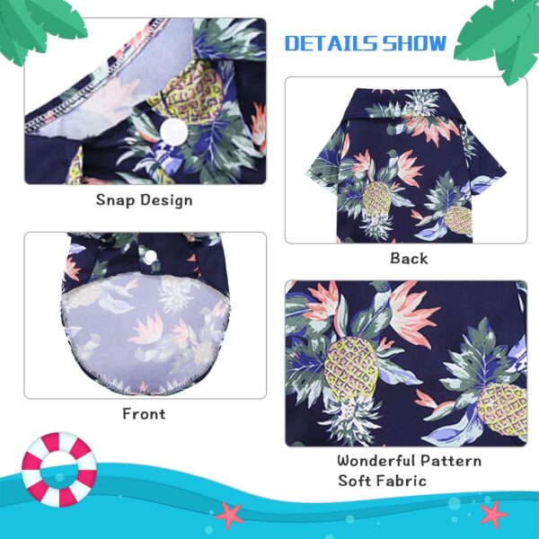 4 Pieces Pet Summer Shirts Hawaiian Style Dog T-Shirts Floral Coconut Tree Printed Puppy Shirt Summer Beach Dog Apparel Cat Outfit Shirt Breathable Pet Cool Clothes for Small to Medium Pets (X-Large) - Image 4