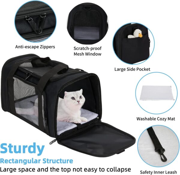 Pet Carrier Airline Approved Soft Cat Carriers for Medium Cats Small Cats, Dog Carriers for Small Dogs, TSA Approved Pet Carrier for Cats Dogs, Small Dog Carrier Puppy Carrier-Black - Image 8