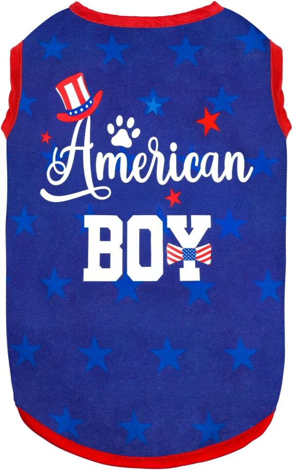 Dog Shirts Soft Cotton Stretchy Lightweight Dog Summer T-Shirts Sleeveless Vest Dog Clothes for Small Medium Large Dogs Cats (Happy July 4th, Large)