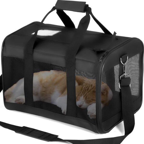 Cat Dog Pet Carrier for Medium to Large Cats (20+ lbs) and Small Dogs -Top Loading, Portable & Collapsible Cat Travel Bag Dual Kitten Sturdy Crate for Long Journeys - Holds Up to 25lbs