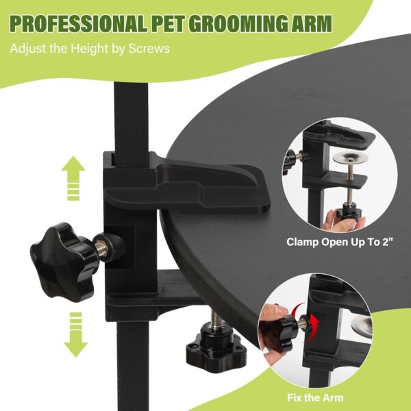 Dog Grooming Arm with Pet Grooming Hammock, getlstub 35" Pet Grooming Table Arm with Adjustable No Sit Haunch Holders, Dog Grooming Stand with Loop Noose for Small and Medium Pets - Image 4