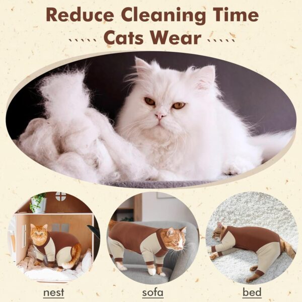 DENTRUN Cat Recovery Suit, Kitten Hair Sticky Onesie, Surgical Cone Alternative Shirts for Female Male Cat Recovery After Surgery, Cat Hair Spreading Prevent Clothes Pajama Apparel for Cats Only - Image 4