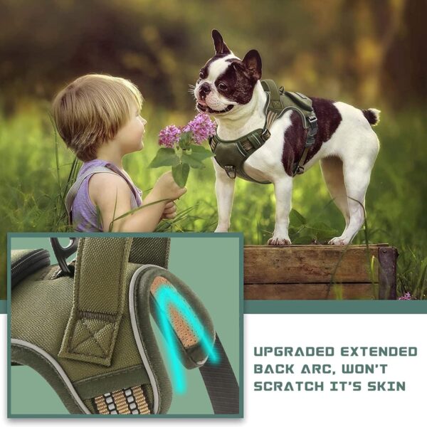 No Pull Dog Harness for Medium Dogs, Adjustable No Choke Pet Vest with Dog Leash Fit Smart Reflective Pet Walking Harness for Training Easy Control Soft Handle Green M - Image 5