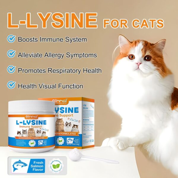 L-Lysine Powder for Cats, 120g Lysine Powder Supports Cats Immune System, Respiratory Health & Visual Function – Lysine Powder Improve Cats Eye Discharge, Pets Health Supplies, Salmon Flavor - 4.23oz - Image 5