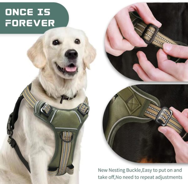 No Pull Dog Harness for Medium Dogs, Adjustable No Choke Pet Vest with Dog Leash Fit Smart Reflective Pet Walking Harness for Training Easy Control Soft Handle Green M - Image 3