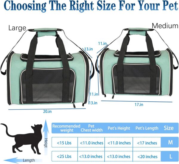 Dog Cat Carrier Pet Carriers for Small Medium Large Cats Dogs Carrier Soft Sided Small Puppy Dog Carrier Portable Foldable Airline Approved Dog Cat Travel Carrier Green Medium - Image 5