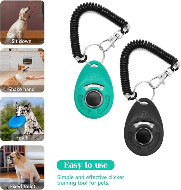 2pcs Dog Training Clickers with Wrist Strap and Clasp, Lightweight Durable Pet Trainer Clear Sound Pup Training Clicker for Dog Puppy Cat, Gift for Pet Lovers (Black + Green) - Image 2