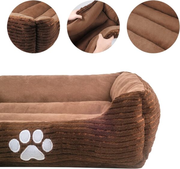 Long Rich HCT REC-005 Reversible Rectangle Pet Bed with Dog Paw Printing, Coffee, By Happycare Textiles, 25 by 21 inches - Image 5