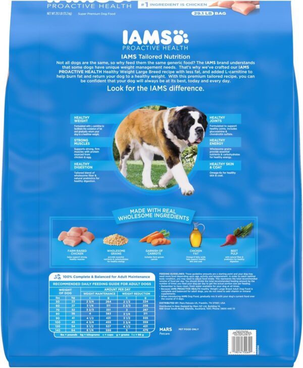 IAMS Adult Healthy Weight Control Large Breed Dry Dog Food with Real Chicken, 29.1 lb. Bag - Image 2