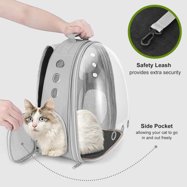 Cat Carrier Backpack Portable Pet Travel Solution Pet Carrier Dog Carrier Backpack Bag Space Capsule for Small Medium Cat Puppy Dog Travel Hiking Walking Camping Up to 17Lb (Grey) - Image 3