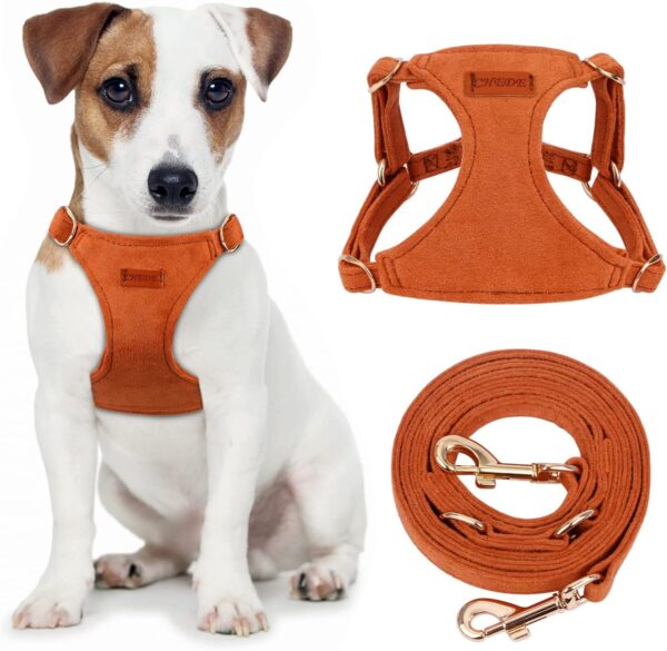 No Pull Puppy Harness and Multifunction Dog Leash Set- 8 Colors Soft Adjustable No Choke Escape Proof Cute,Lightweight Pet Vest Harness for Small and Medium Dog (S, Khaki)