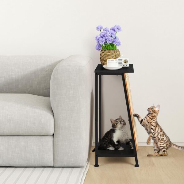 Cat Furniture End Table Modern Table with Cats Scratcher 4-in-1 Side Table for Cat Kittens, A-Frame Cat Bed Cat Table Bed with Replaceable Sisal Scratch Scratching Pad Mat for Living Room - Image 5