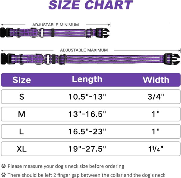 Martingale Dog Collar, Adjustable Nylon Reflective Collar with Buckle. No Pull -for Small, Medium, Large Dogs. Prevents Slipping Out-Helps with Strong pullers-Increase Control (Purple M) - Image 6