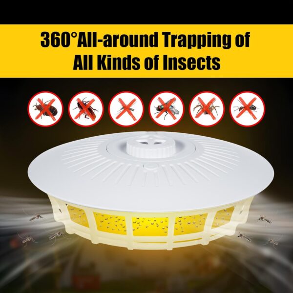 2 Pack Flea Traps for Inside Your Home with 10 Sticky Refill Discs & 4 LED Light Modes Flea Light Trap for Indoor, Harmless & Friendly to Pets & Kids Pest Trapper for Fleas, Flies, Mosquitoes, Moths - Image 4