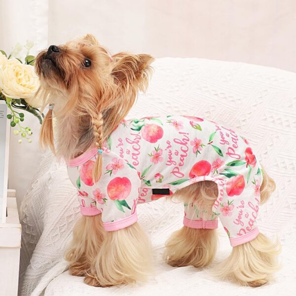 Dog Pajamas XS, Cotton Stretchable Pet Dog Pajamas Jammies Puppy Outfits for Extra Small Dogs Female Male, Spring Summer Doggie Pjs Doggy Pajamas for Xs Dogs (Peach Pink, XS) - Image 4