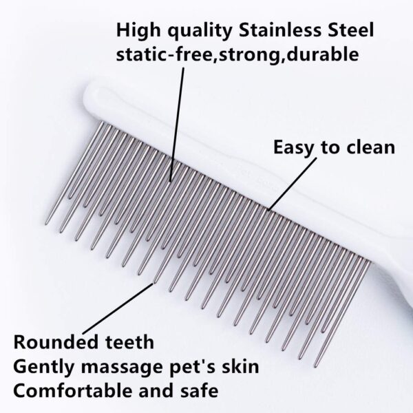 Pet Comb, Long and Short Teeth Comb for Dogs & Cats, Pet Hair Comb for Home Grooming Kit, Removes Knots, Mats and Tangles - Image 4