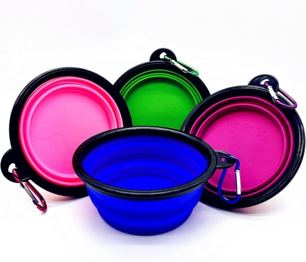 Collapsible Bowls Dog Pet Bowl, 4 Pack for Cats Dogs Travel Bowl Portable Foldable Pet Feeding Watering Dish Pet Supplies for Walking Parking Traveling Camping with 4 Carabiner Clip