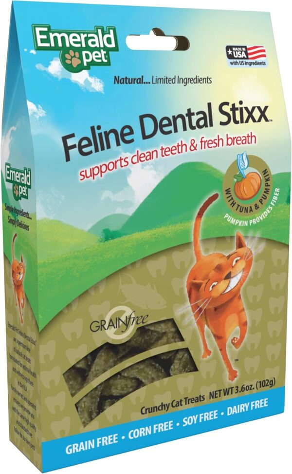 Feline Dental Stixx — Tasty and Crunchy Cat Dental Sticks with Pumpkin for Digestive Health — Natural Grain Free Dental Treats for Clean Cat Teeth and Fresh Cat Breath — Tuna Stixx, 3.6 oz - Image 2