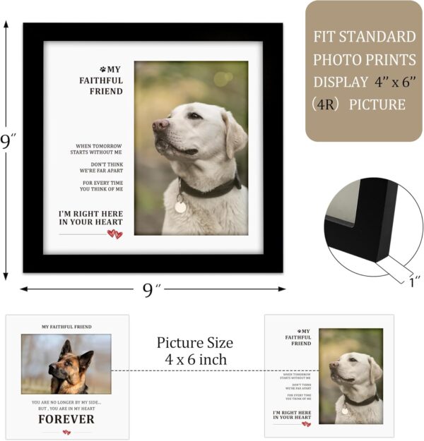 Dog Memorial Gifts for Loss of Dog,Pet Memorial Frame with 2 Display Mats,Dog or Cat Memorial Picture Frame for 4x6 Photo,Wooden Remembrance Frame for Dog,Loss of Dog Sympathy Gift - Image 5