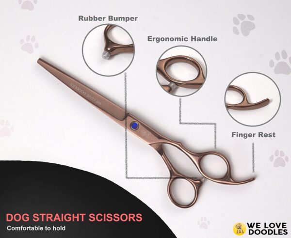 Dog Grooming Scissors Kit - Best Tools For Goldendoodles, Poodles & Doodles - Straight, Curved & Thinning Shears - Golden Doodle Grooming Kit - Professional Grade Steel, 4 Pc Set [We Love Doodles] - Image 6