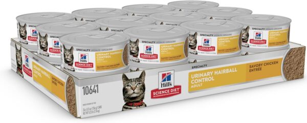 Hill's Science Diet Urinary Hairball Control, Adult 1-6, Urinary Track Health & Hairball Control Support, Wet Cat Food, Chicken Minced, 5.5 oz Can, Case of 24 - Image 3