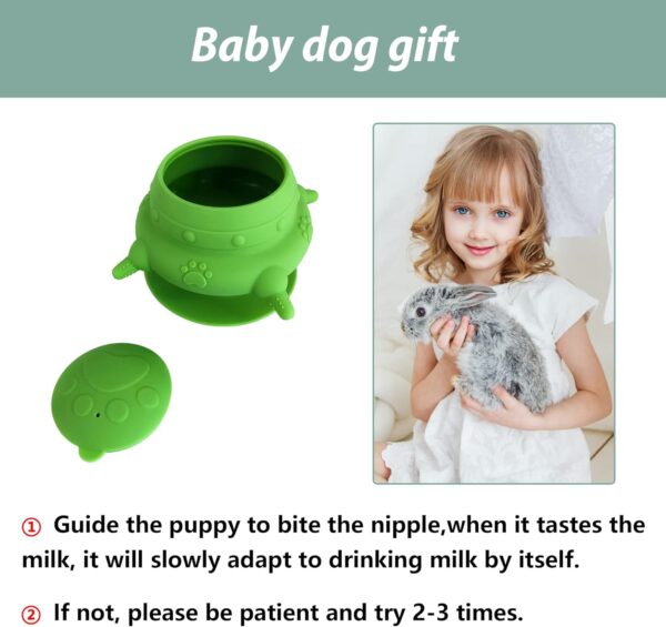 Puppy bottles for nursing,Puppy milk feeders for multiple puppies nipple,Puppy Feeder Milk Bowl,4 Nipples Silicone Puppy Nursing Station,Feeder Bowl for Kittens, Puppies,Capacity 240ml（Green） - Image 6