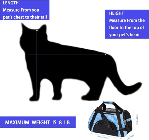 Pet Carrier Cat Cattier Soft-Sided Carriers for Cat Carriers Dog Carrier for Small Medium Cats Dogs Puppies Pet Carrier Airline Approved up to 15 Lbs Cat Dog Pet Travel Carrier (Medium, Blue) - Image 6