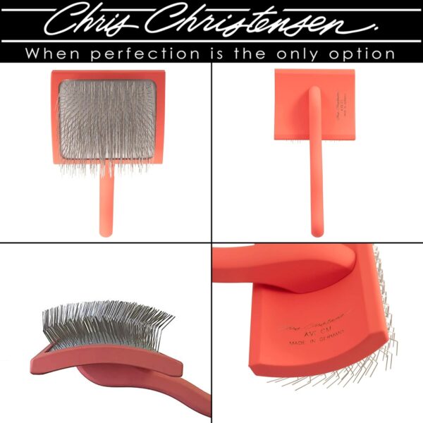 Chris Christensen Big G Dog Slicker Brush, Groom Like a Professional, Fluff Detangle Style, Saves Time Energy, Made in Germany, Coral, Medium - Image 3