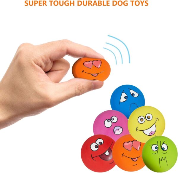 Dog Toy Squeaky Dog Toys Funny Face Chewing Latex Rubber Soft Fetch Play Interactive Dog Balls for Puppy Small Medium Pet Dog (6PCS) - Image 4