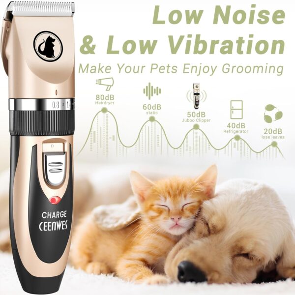 Ceenwes Dog Clippers Low Noise Cat Clippers Rechargeable Dog Trimmer Cordless Pet Grooming Tool Professional Dog Hair Trimmer with Comb Guides Scissors for Dogs Cats & Others - Image 2