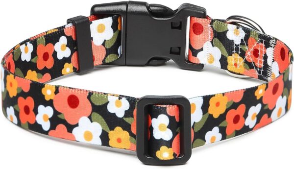 Adjustable Dog Collar with Patterns, Ultra Comfy Soft Nylon Breathable Pet Collar for Small Medium Large Dogs (L, Floral Orange) - Image 2