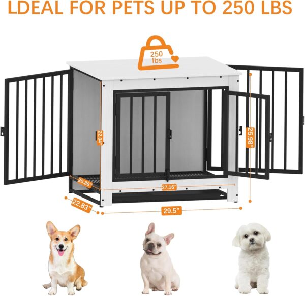 Dog Crate Furniture, Dog Crate End Table for Small and Medium Dogs,Wooden Cage Kennel Furniture Indoor, Modern Dog Crate with Multi-Purpose Removable Tray, Double-Doors Dog Furniture, White - Image 7