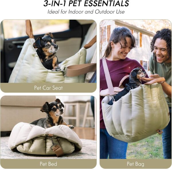 ClevaHome Small Dog Car Seat & Travel Carrier & Pet Bed, Non-Slip Booster Seat for Dogs up to 10lbs, Fashionable Pet Carrier Bag for Indoor and Outdoor - Image 8