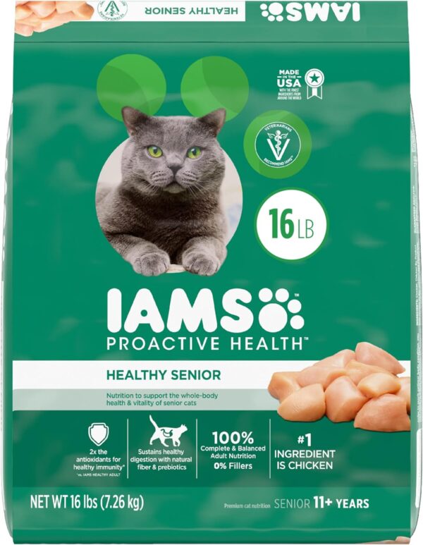 IAMS Proactive Health Healthy Senior Dry Cat Food with Chicken, 16 lb. Bag