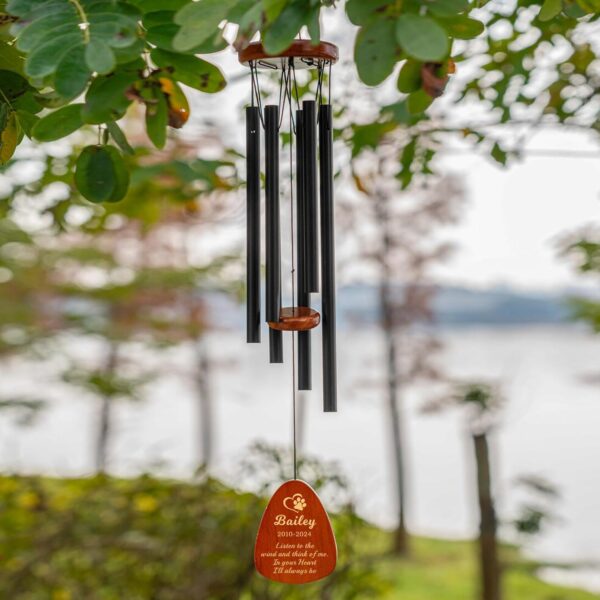 Personalized Pet Memorial Wind Chimes Pet Memorial Gifts for Dogs Pet Bereavement Gifts Custom 25.5 Inch Wind Chimes for Garden Patio for Loss of Dog Cat Puppy Furry Friend(Design 2, Black) - Image 6